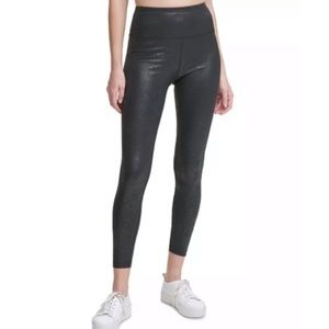 Calvin Klein Black Metallic High Waist Leggings in Black